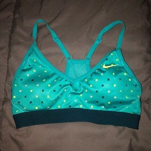 Nike sports bra, bluish/aqua with confetti design